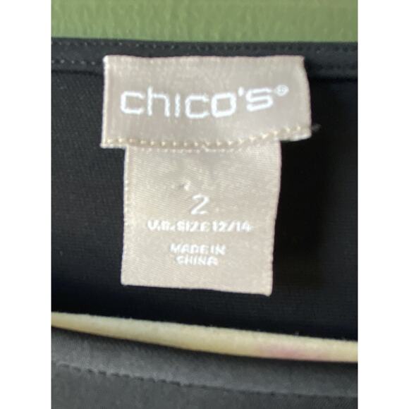 Chicos Blouse Womens Sz 2 US Large Black Career Office Work Day To Night Shirt - Picture 5 of 9